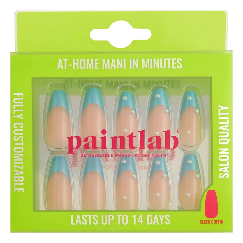 paintlab-moonlit-periwinkle-sleek-coffin-press-on-nails-bridal-3d-accent-french- image 1