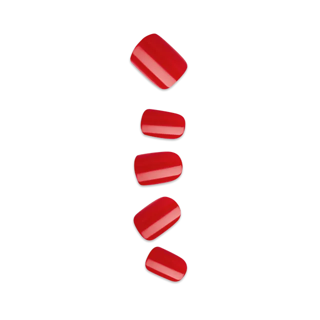 impress-color-no-glue-fake-press-on-nails-golden-harvest-solid-red-short-squoval image 1