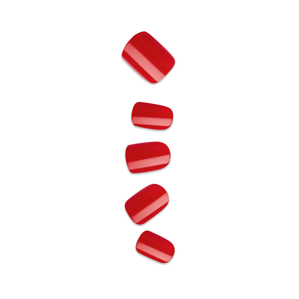 impress-color-no-glue-fake-press-on-nails-golden-harvest-solid-red-short-squoval image 1