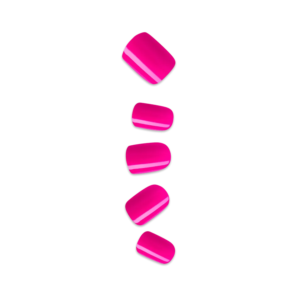 impress-color-no-glue-fake-press-on-nails-smile-solid-pink-short-squoval-manicur image 1