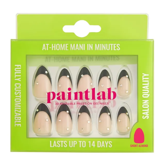 paintlab-glam-noir-short-almond-press-on-nails-with-3d-accents image 1