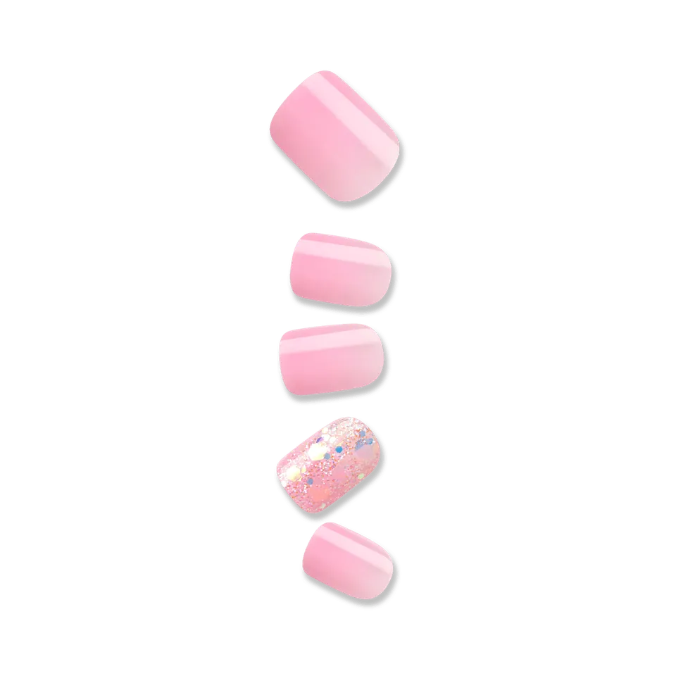 impress-design-dream-it-up-no-glue-press-on-nails-wide-fit-short-pink-pattern image 1
