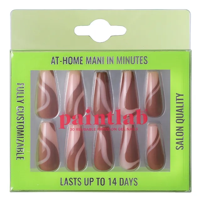 paintlab-latte-coffin-sleek-press-on-nails image 1