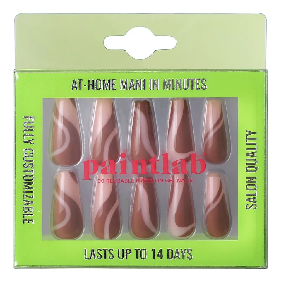 paintlab-latte-coffin-sleek-press-on-nails image 1