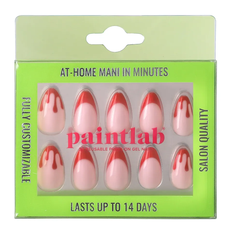 paintlab-bloody-red-short-almond-press-on-nails-halloween-nail-set image 1