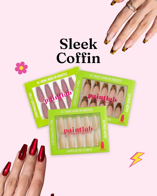 paintlab-sleek-coffin-press-on-nails-with-free-bundle-glue-remover-glass-mani-ki image 1