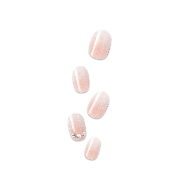 impress-design-no-glue-fake-press-on-nails-even-better-pink-short-oval-3d-jewel- image 1