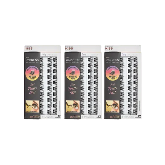 impress-press-on-falsies-3-pack-curly-clusters-bundle-no-glue-under-lash-cluster image 1