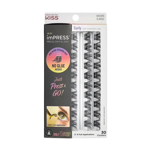 impress-falsies-pre-glued-false-eyelashes-refills-curly-30-lash-clusters-10mm-14 image 1