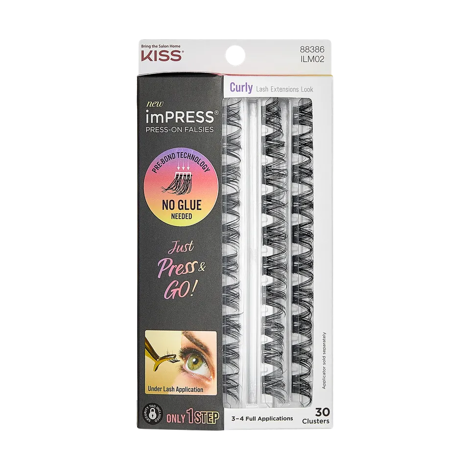 impress-falsies-pre-glued-false-eyelashes-refills-curly-30-lash-clusters-10mm-14 image 1