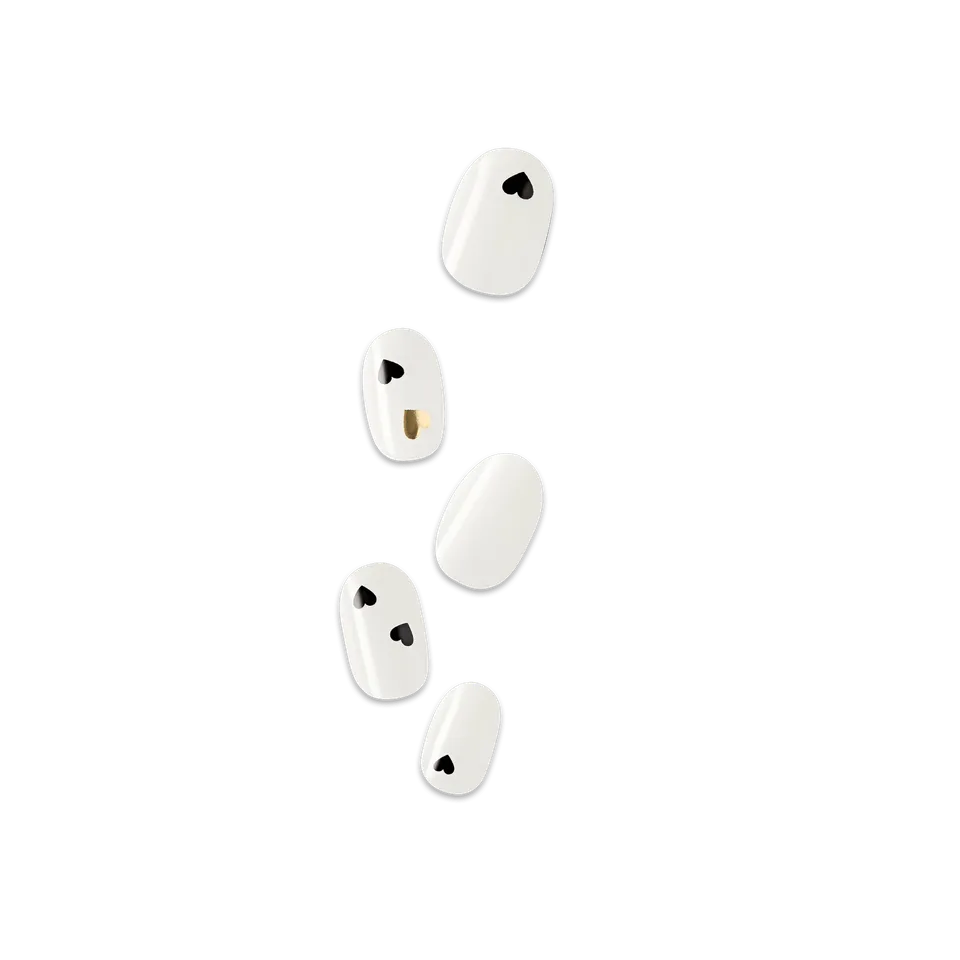 impress-two-of-hearts-no-glue-press-on-nails-white-design-short-oval-manicure image 1