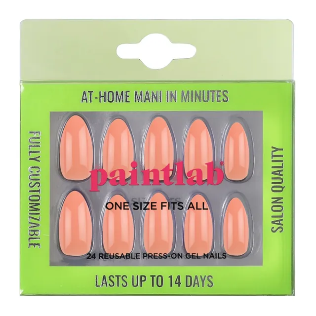 paintlab-cantaloupe-almond-press-on-nails-warm-orange-peach-solid-color-almond-s image 1