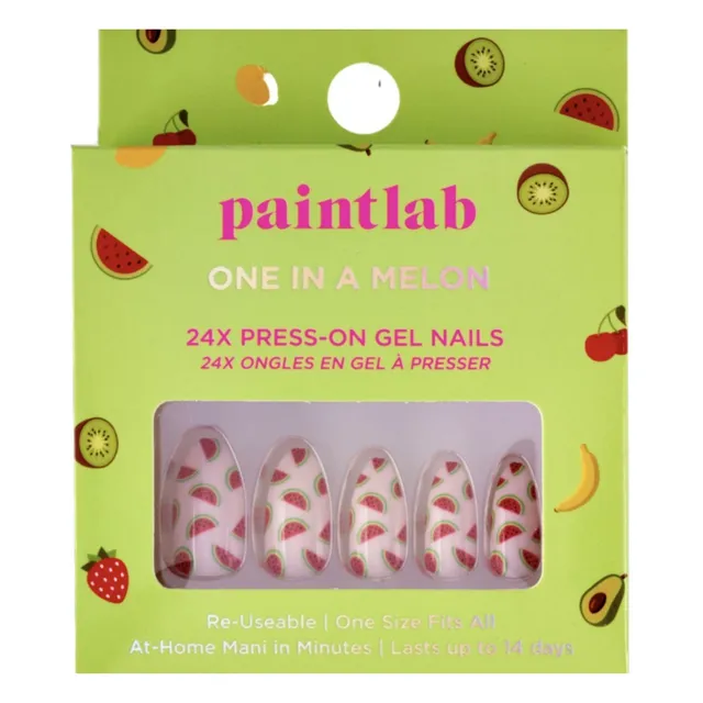 paintlab-one-in-a-melon-almond-press-on-nails-watermelon-summer-design image 1