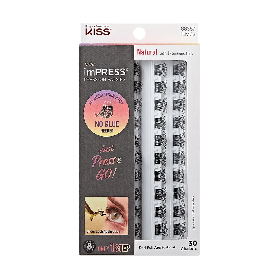 impress-falsies-pre-glued-false-eyelashes-refills-natural-30-lash-clusters-10mm- image 1