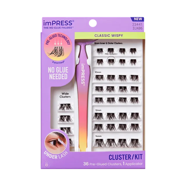 impress-classic-wispy-pre-glued-false-eyelashes-starter-kit-36-lash-clusters-wit image 1