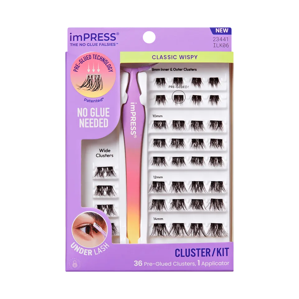 impress-classic-wispy-pre-glued-false-eyelashes-starter-kit-36-lash-clusters-wit image 1
