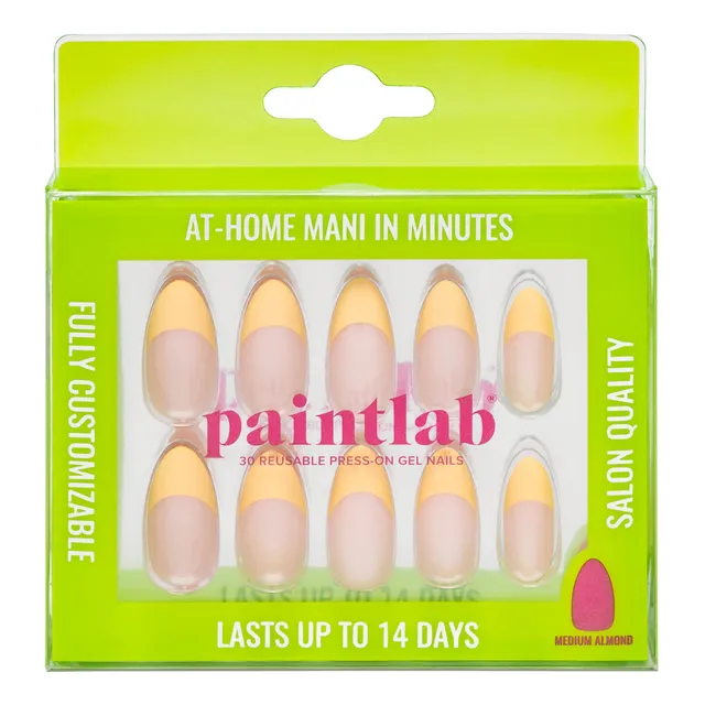 paintlab-butter-yellow-chrome-almond-press-on-nails image 1