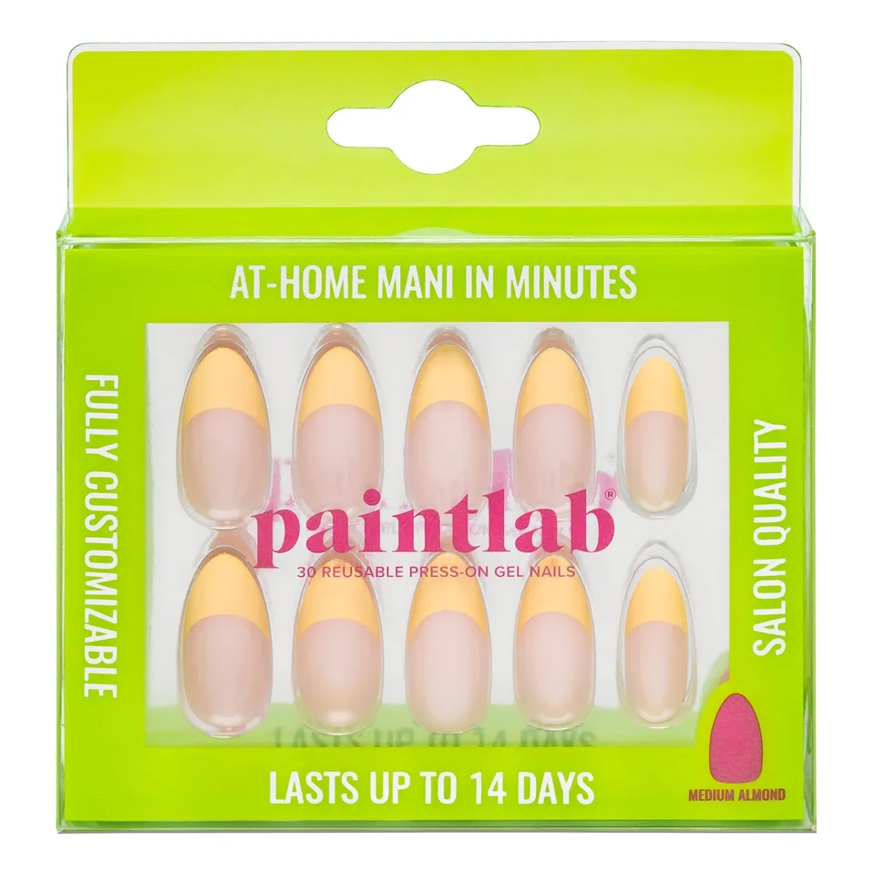 paintlab-butter-yellow-chrome-almond-press-on-nails image 1