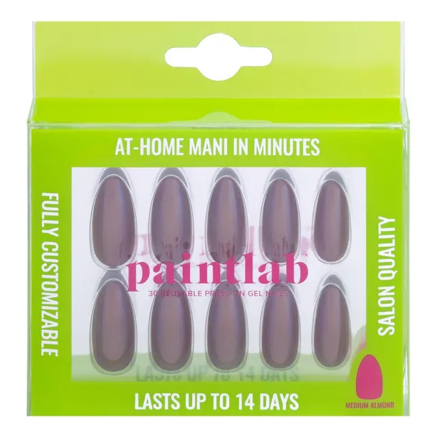paintlab-chocolate-glaze-almond-press-on-nails-glossy-brown-cat-eye image 1