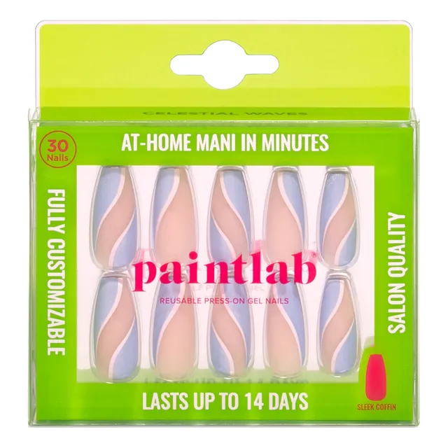 paintlab-celestial-waves-coffin-sleek-press-on-nails image 1
