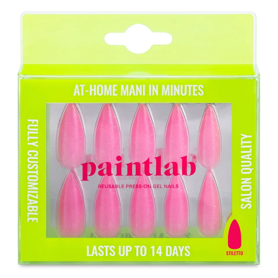 paintlab-pink-glitter-stiletto-press-on-nails image 1