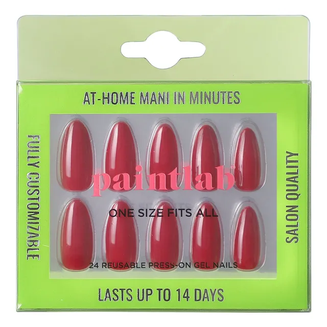 paintlab-true-red-almond-press-on-nails-classic-red-false-nails-for-every-occasi image 1