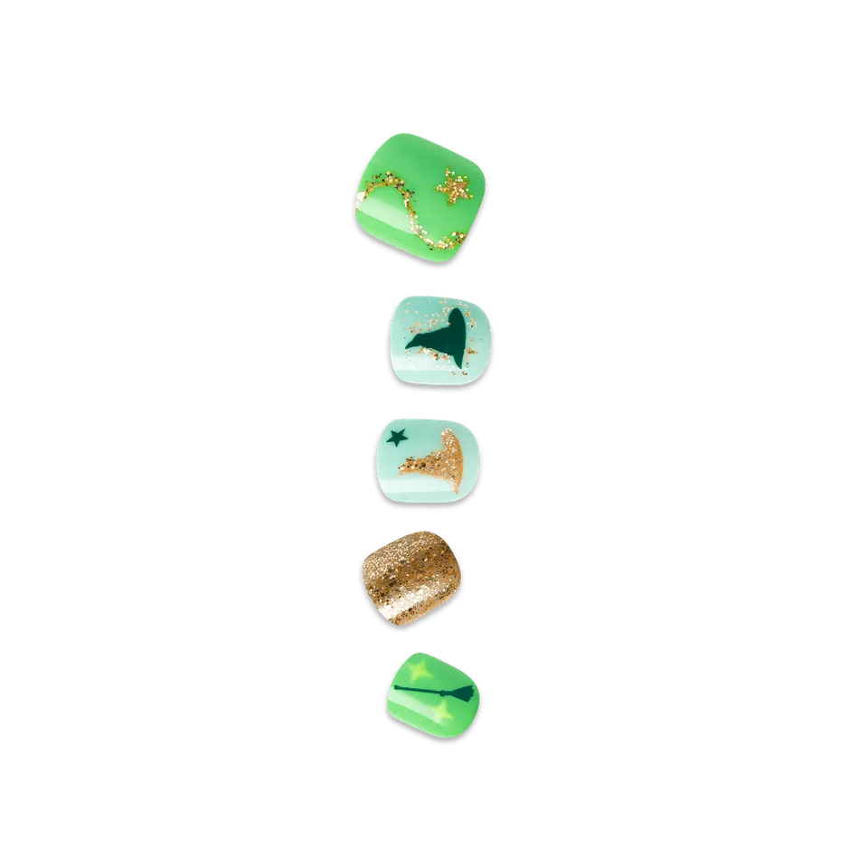 impress-mini-x-wicked-for-good-press-on-nails-perfect-duet-green-kids-squoval image 1