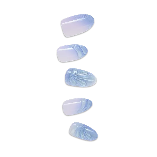impress-ciel-no-glue-press-on-nails-medium-almond-sky-blue-with-3d-details image 1
