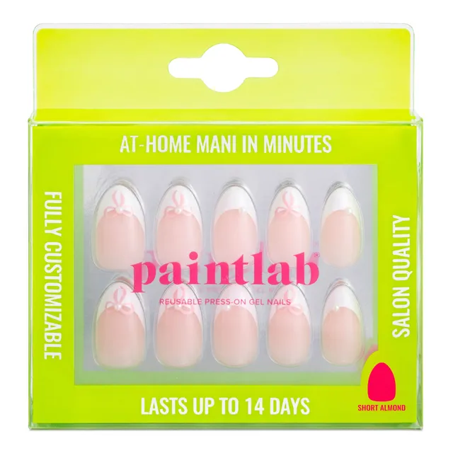 paintlab-belle-bows-short-almond-press-on-nails-3d-bow-accents-feminine-almond-s image 1