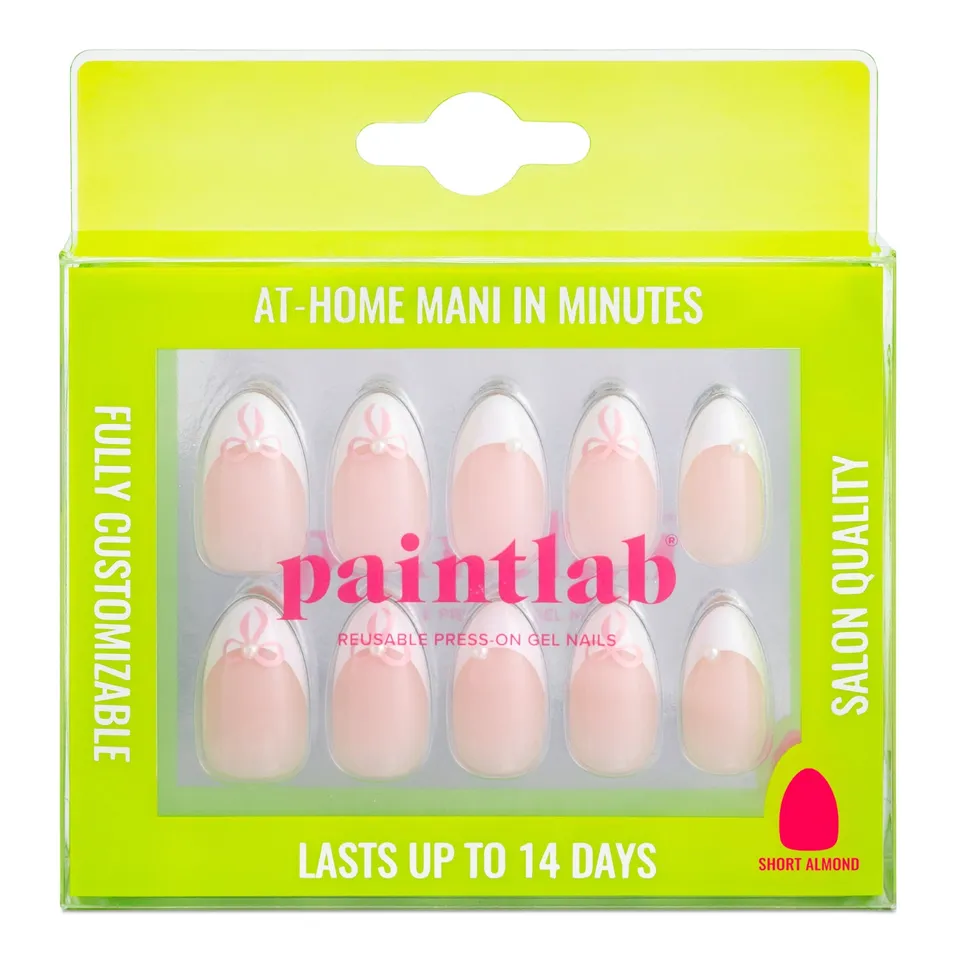 paintlab-belle-bows-short-almond-press-on-nails-3d-bow-accents-feminine-almond-s image 1