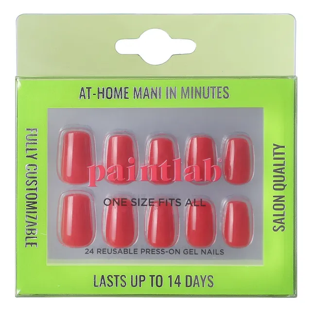paintlab-risky-red-squoval-press-on-nails image 1