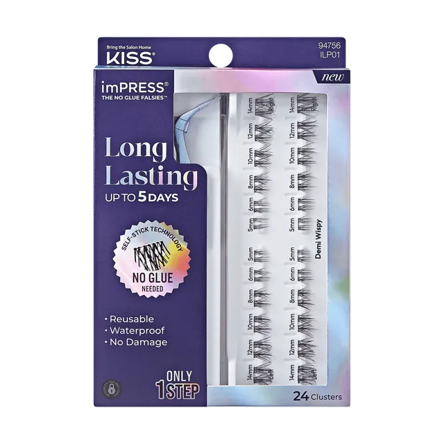 impress-falsies-long-lasting-pre-glued-false-eyelashes-starter-kit-demi-wispy-24 image 1