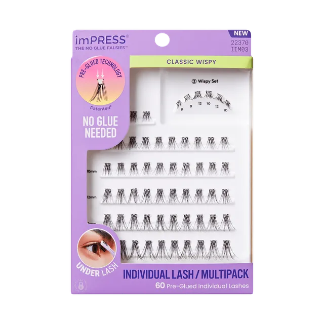 impress-falsies-pre-glued-individual-false-eyelashes-multipack-classic-wispy-60- image 1
