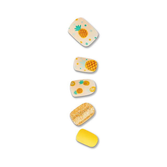 impress-design-no-glue-press-on-nails-sun-daze-design-yellow-short-squoval image 1
