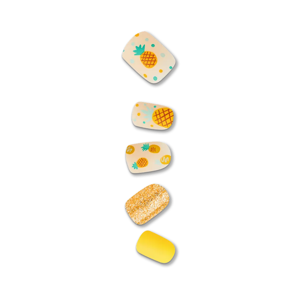 impress-design-no-glue-press-on-nails-sun-daze-design-yellow-short-squoval image 1