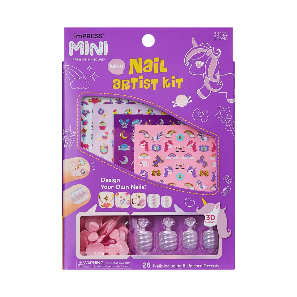 impress-mini-nail-artist-kit-unicorn-dream-no-glue-multicolor-squoval-kids-manic image 1
