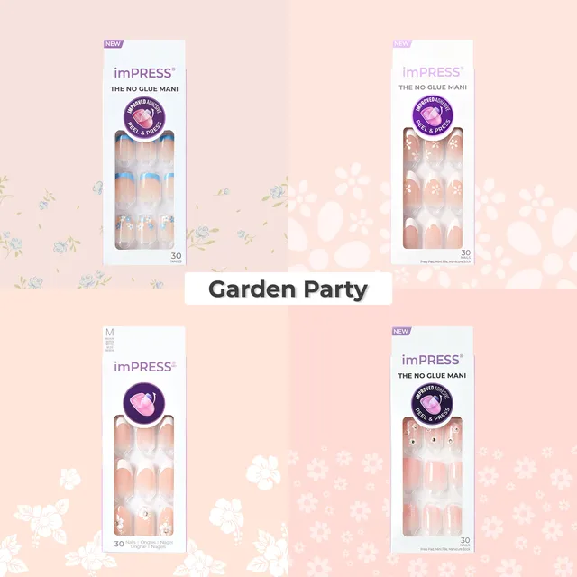 impress-design-press-on-nails-bundle-garden-party-4-best-selling-manis-no-glue-u image 1