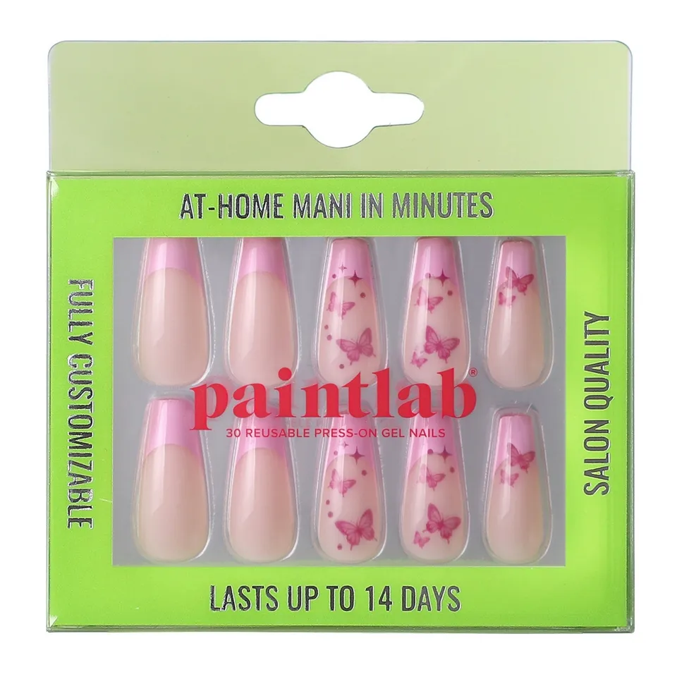 paintlab-butterfly-kiss-coffin-sleek-press-on-nails image 1
