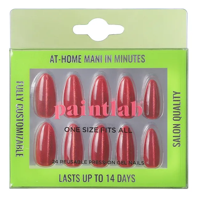 paintlab-glitzy-red-almond-press-on-nails image 1