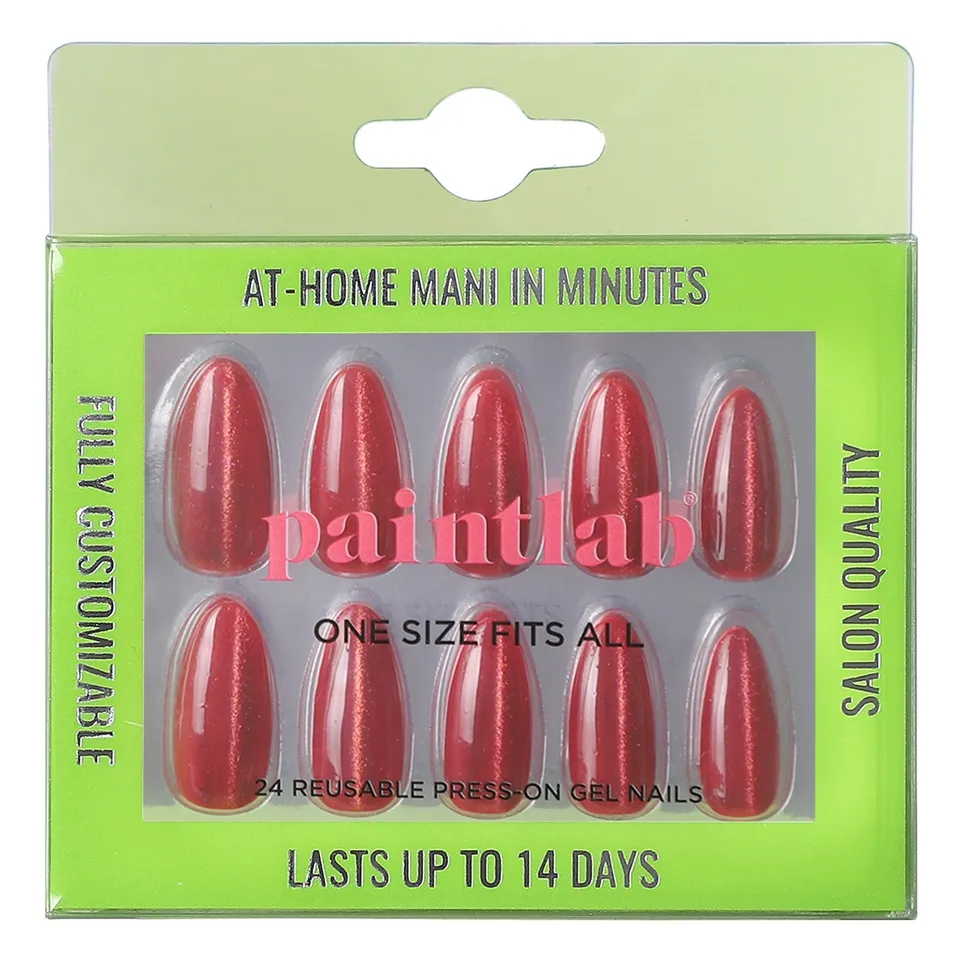 paintlab-glitzy-red-almond-press-on-nails image 1