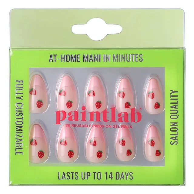 paintlab-pink-strawberry-short-almond-press-on-nails image 1