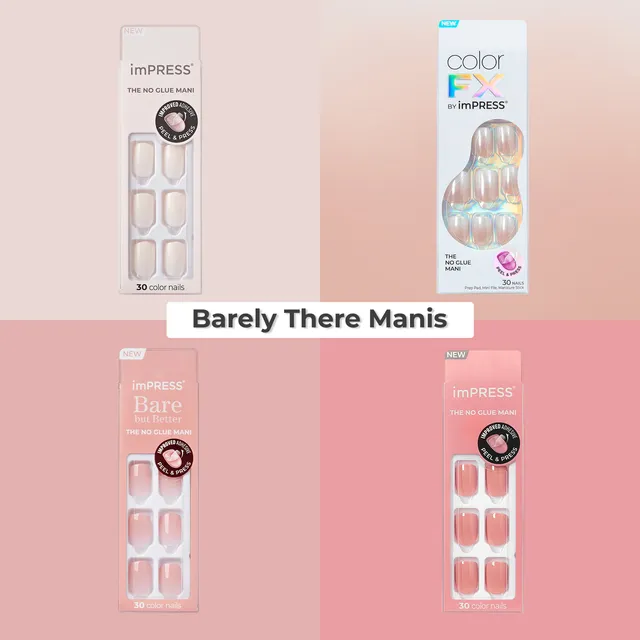 impress-barely-there-manis-press-on-nails-bundle-4-sets-no-glue-neutral-nails-fo image 1