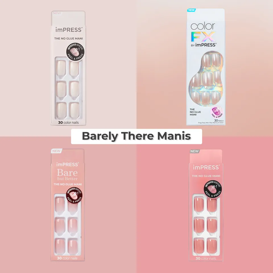 impress-barely-there-manis-press-on-nails-bundle-4-sets-no-glue-neutral-nails-fo image 1