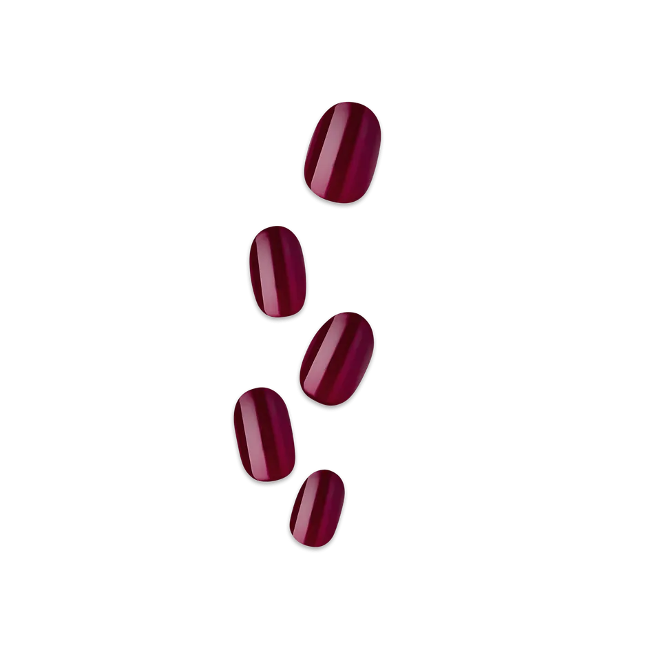 impress-over-you-color-no-glue-press-on-nails-solid-red-short-oval-30-count image 1