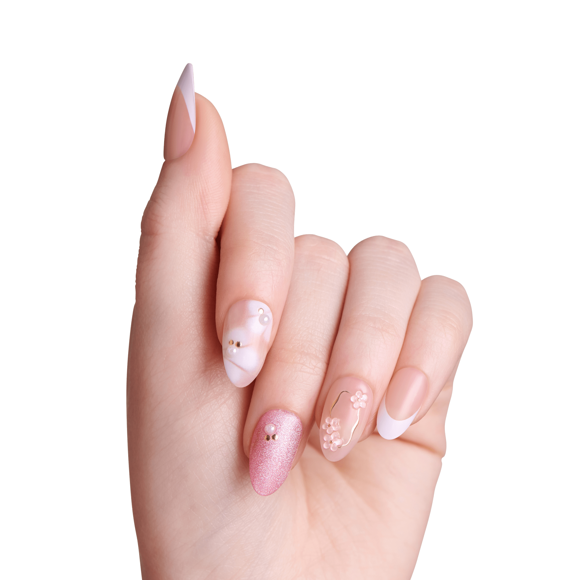 impress-design-no-glue-fake-press-on-nails-bloom-luxe-3d-jewel-design-pink-mediu image 4