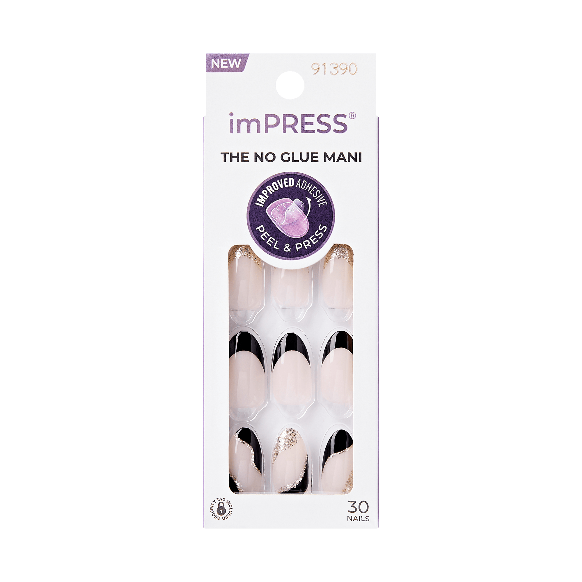 impress-french-no-glue-fake-press-on-nails-illusion-black-medium-almond-french-m image 6