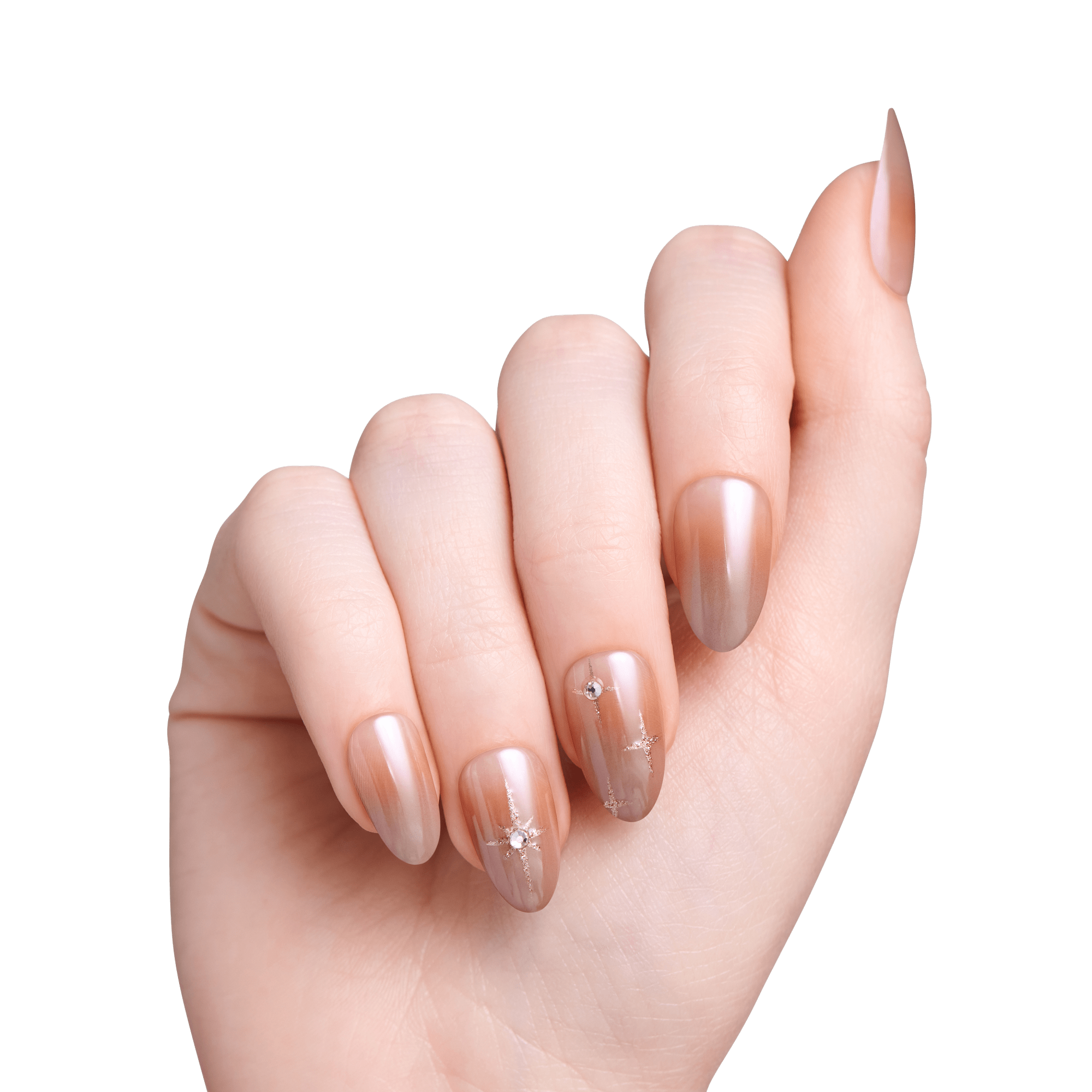 impress-design-no-glue-fake-press-on-nails-crisp-3d-jewel-brown-medium-almond-ma image 4