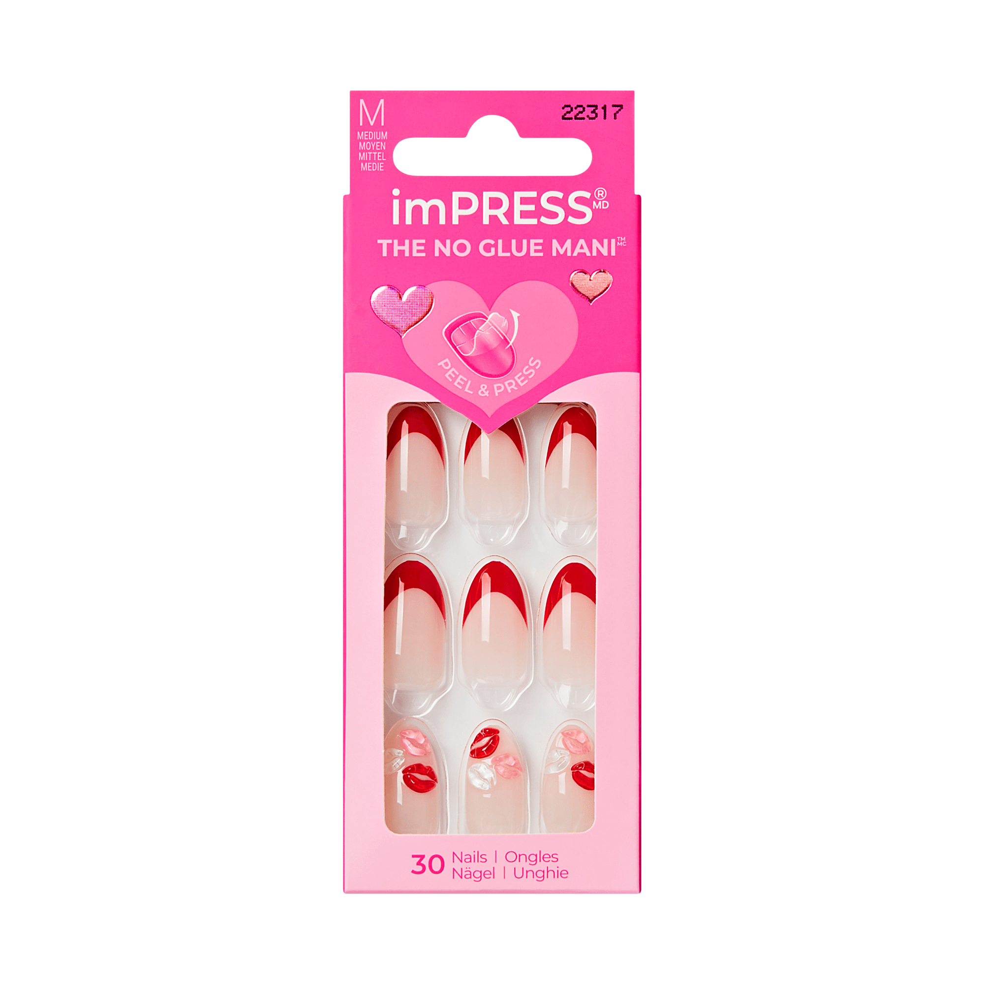 impress-no-glue-press-on-nails-lover-3d-lip-print-french-design-red-pink-medium- image 7