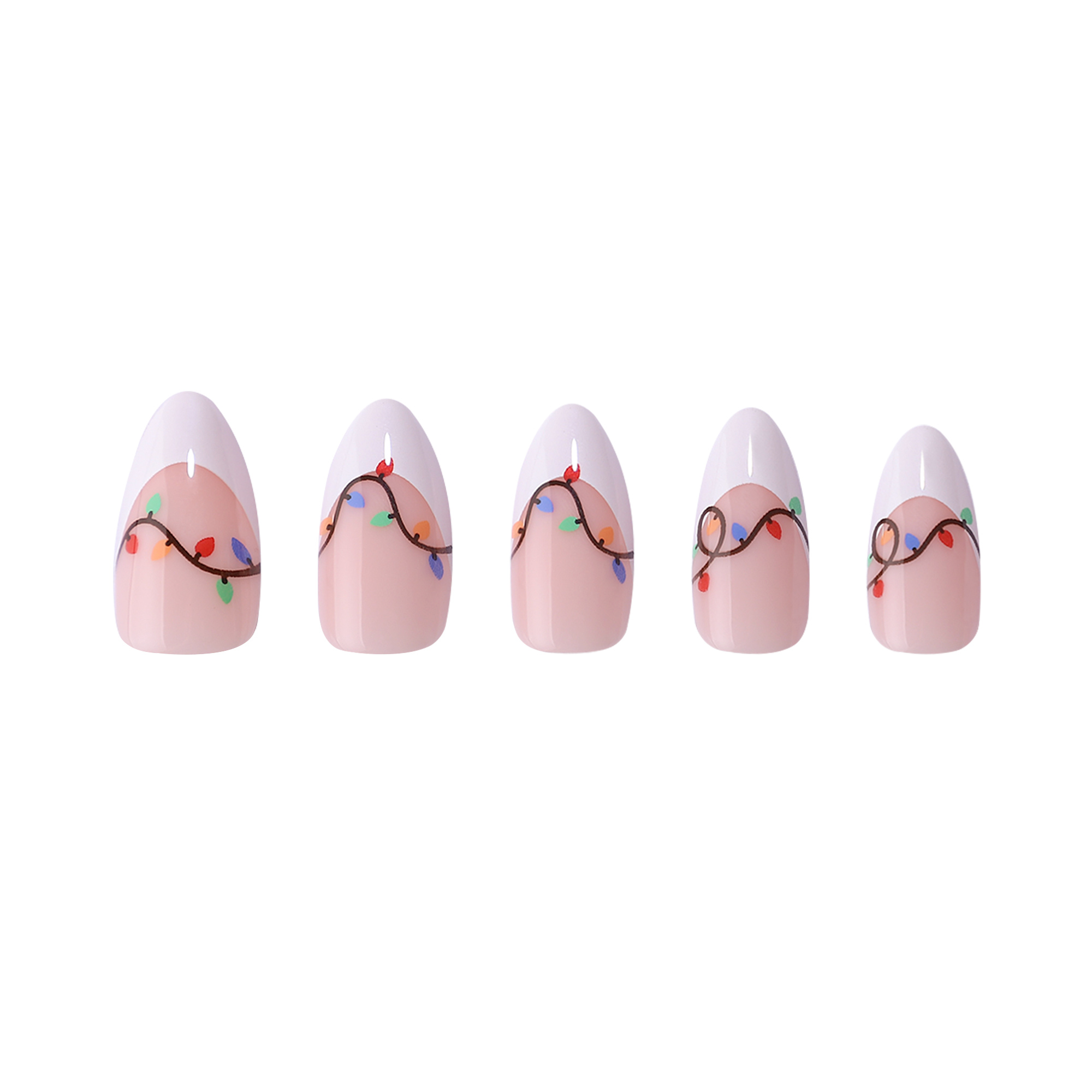 paintlab-jingle-lights-almond-press-on-nails-festive-christmas-design image 3
