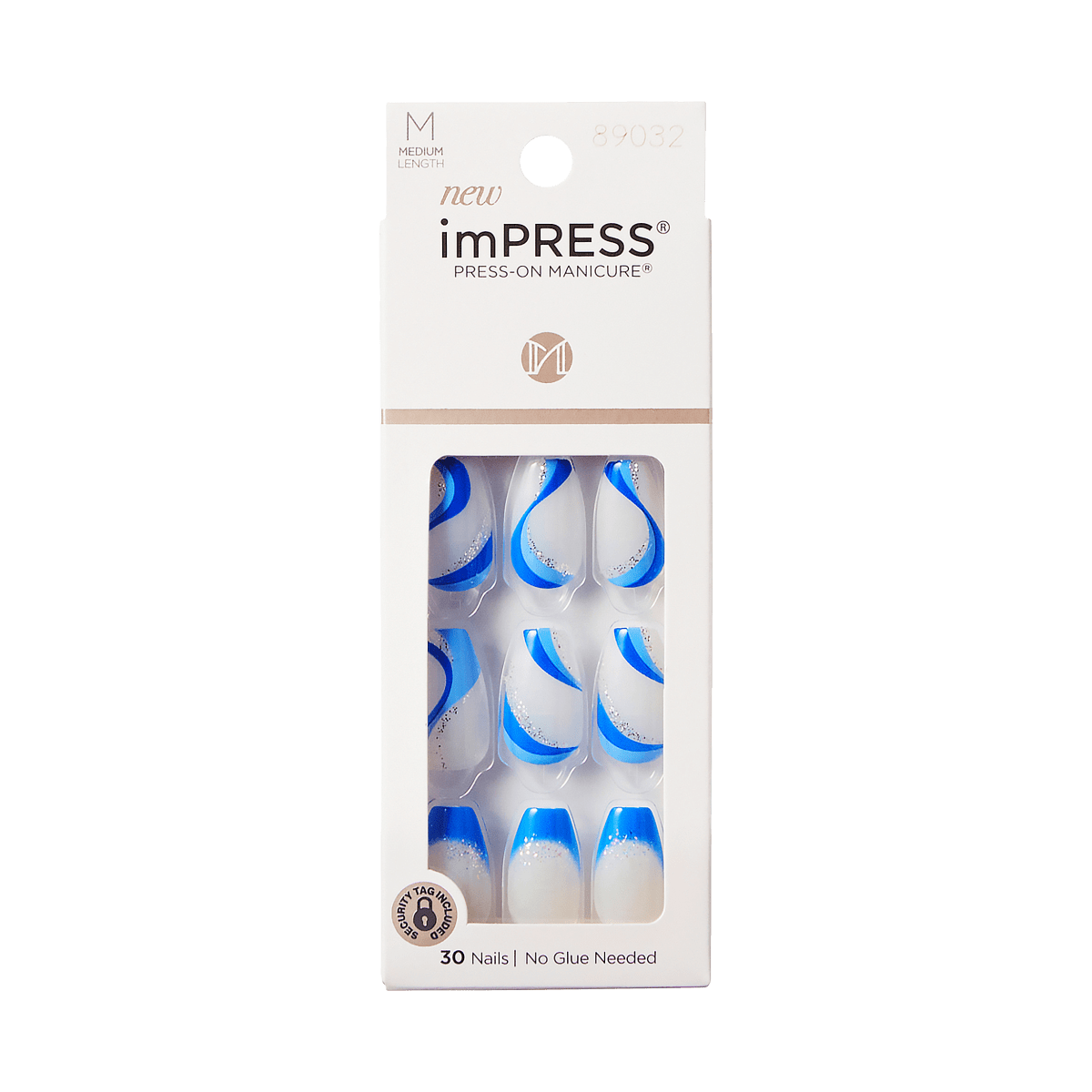 impress-design-no-glue-fake-press-on-nails-mesmerize-blue-french-design-medium-c image 4